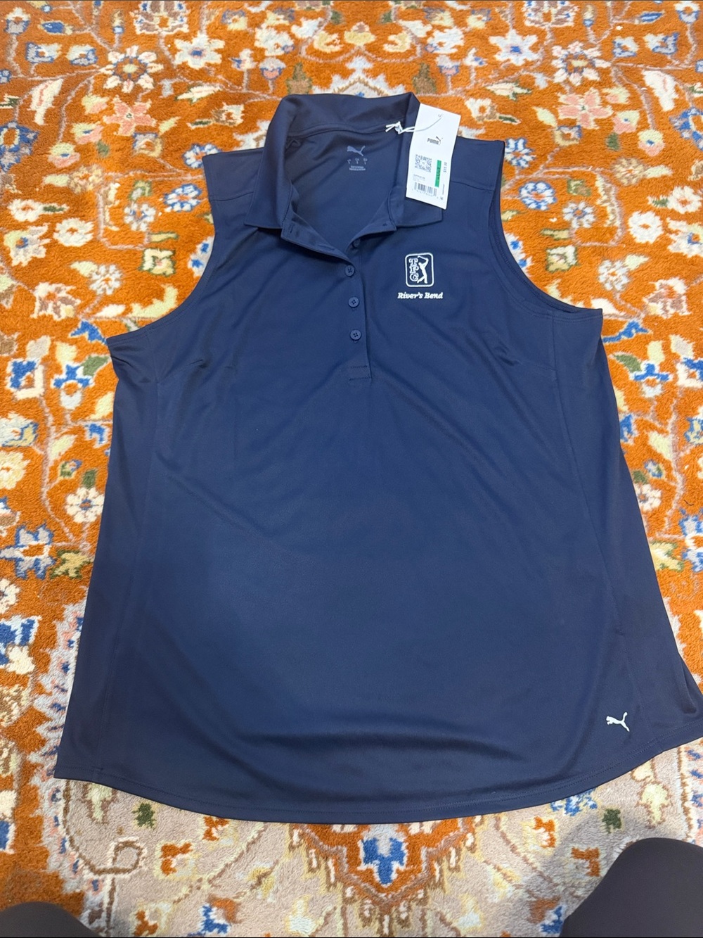 Puma Navy Sleeveless Golf Polo with River's Bend Patch